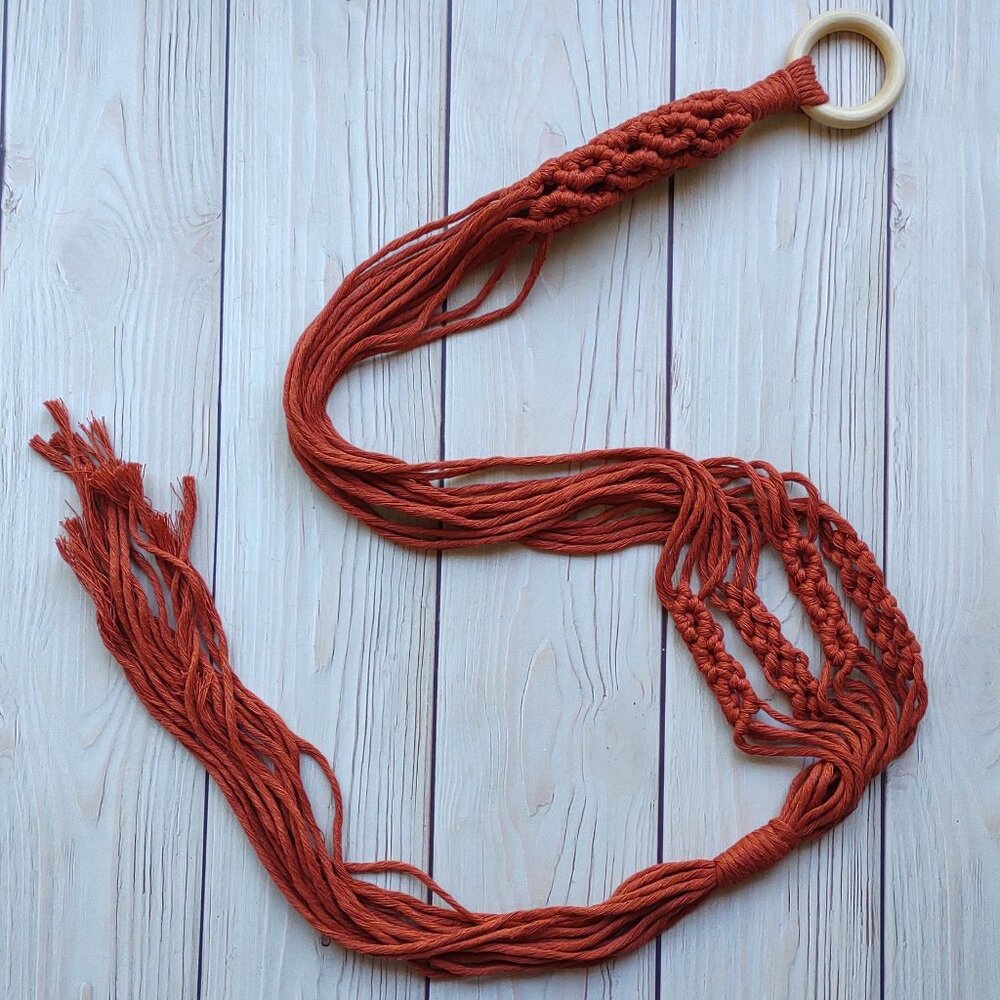 NEW! Rust Macrame Plant Hanger | Boho Hanging Planter Indoor Garden Home Decor